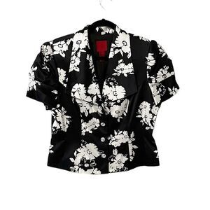 JS Collections Monochrome Floral Blouse